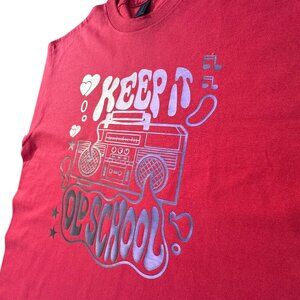Keep It Old School Graphic T-Shirt, Red, Boombox Print,  Music Theme